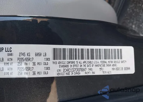 2012 Chrysler Town & Country Touring-L z USA, uszkodzony, nr VIN 2C4RC1CG7CR376847